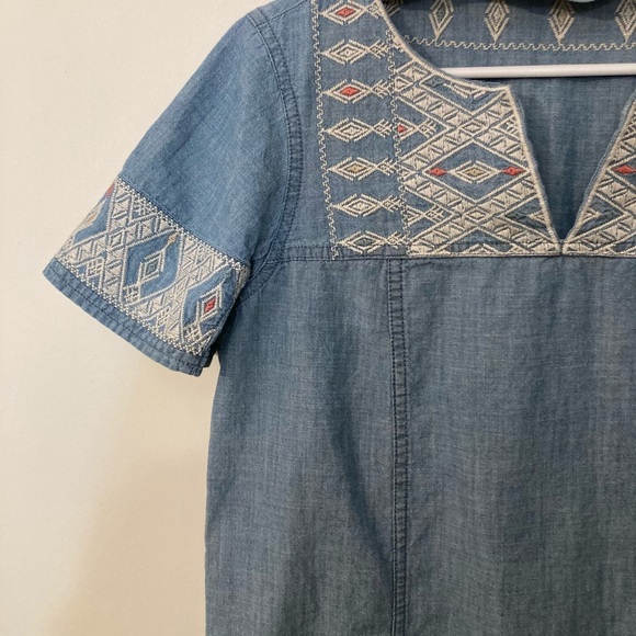 Madewell Embroidery Chambray Tunic Dress sz small - Picture 4 of 8
